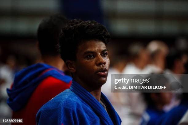 Prisca Awiti of Mexico attends an international training session which follows the Paris Grand Slam at the Paris Dojo arena in Paris on February 6,...