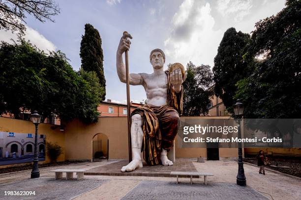 View of the reconstructed monumental Colossus of Constantine, during a press conference for its presentation in the garden of Villa Caffarelli at the...
