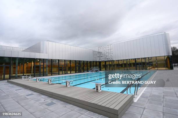 This photograph taken on February 6 shows an outdoor swimming pool during the inauguration of the Annette Kellermann swimming pool within the...