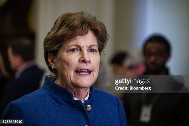 Senator Jeanne Shaheen, a Democrat from New Hampshire, speaks during a news conference following the weekly Democratic caucus luncheon at the US...