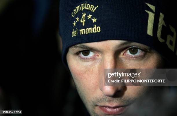 Italy's defender Marco Materazzi gives a press conference at the National Technical Center of Coverciano in Florence, 21 March 2007.Italy will play...