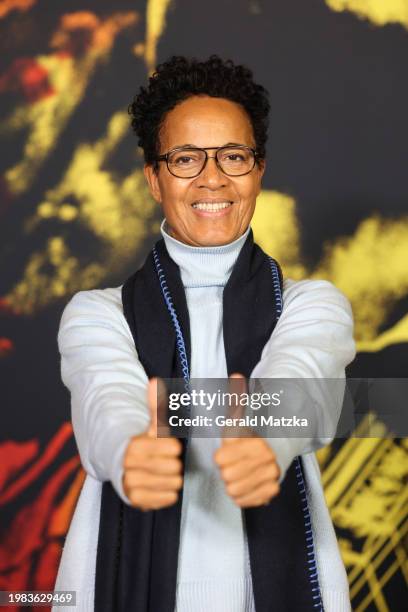 Mo Asumang attends the "Bob Marley: One Love" Special Screening at Kino International on February 06, 2024 in Berlin, Germany.