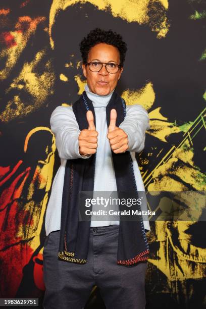 Mo Asumang attends the "Bob Marley: One Love" Special Screening at Kino International on February 06, 2024 in Berlin, Germany.