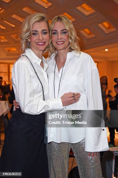 Nina Meise and Julia Meise attend the Anja Gockel fashion show as part of Berlin Fashion Week AW24 at Hotel Adlon Kempinski on February 6, 2024 in...