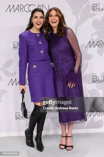 Emerson Tenney and Teri Hatcher attend the Marc Cain Fashion Show at arena Berlin on February 06, 2024 in Berlin, Germany.