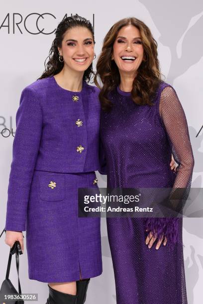 Emerson Tenney and Teri Hatcher attend the Marc Cain Fashion Show at arena Berlin on February 06, 2024 in Berlin, Germany.