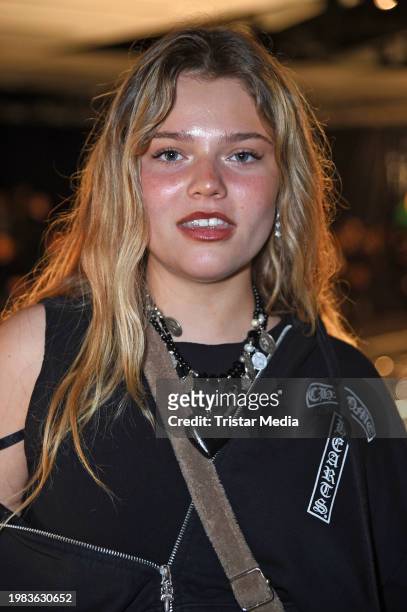 Faye Montana attends the Haderlump fashion show as part of Berlin Fashion Week AW24 at Zentrum für internationale Kunst on February 6, 2024 in...