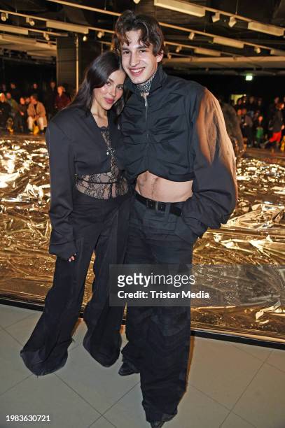 Maria Gabriela Santos and Noah Levi attend the Haderlump fashion show as part of Berlin Fashion Week AW24 at Zentrum für internationale Kunst on...