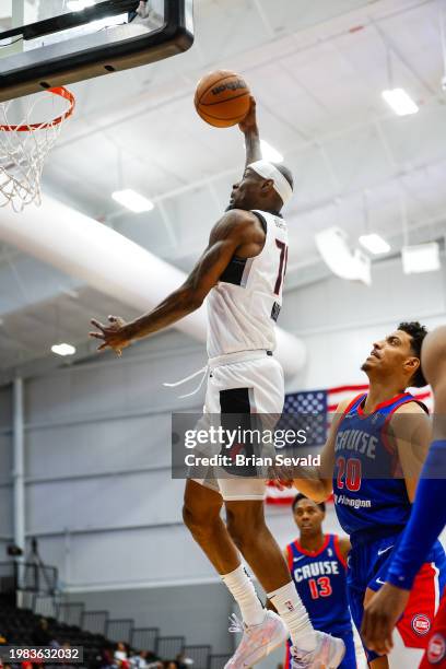 Taze Moore of the Rip City Remix shoots the ball during the game against the Motor City Cruise on February 6, 2024 in Detroit, Michigan at Wayne...