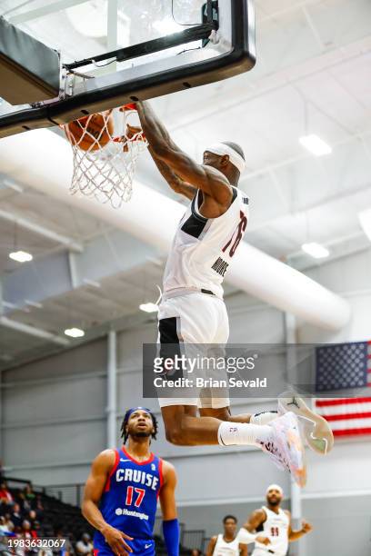 Taze Moore of the Rip City Remix dunks the ball during the game against the Motor City Cruise on February 6, 2024 in Detroit, Michigan at Wayne State...
