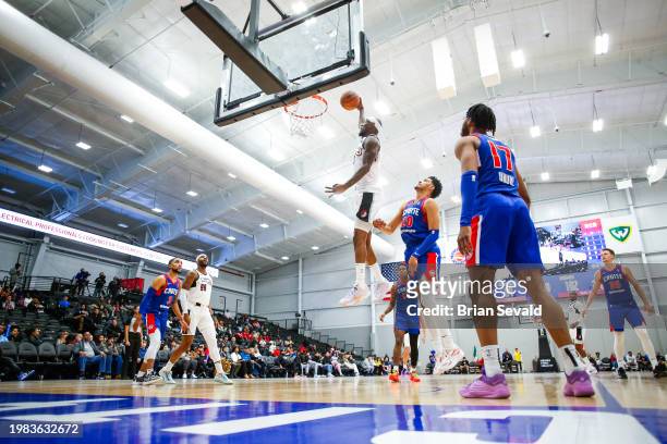 Taze Moore of the Rip City Remix shoots the ball during the game against the Motor City Cruise on February 6, 2024 in Detroit, Michigan at Wayne...