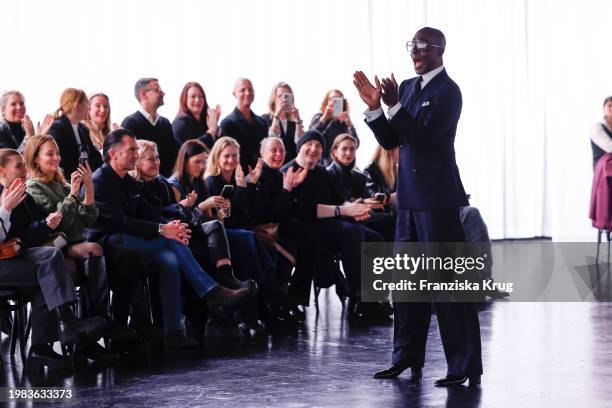 Bruce Darnell attends the Marc Cain Fashion Show at Arena Berlin on February 6, 2024 in Berlin, Germany.