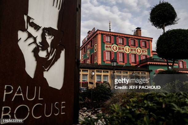 This photograph taken on January 26 shows a view of the restaurant L'Auberge de Collonges, with a sign reading Paul Bocuse , in Collonges au Mont...