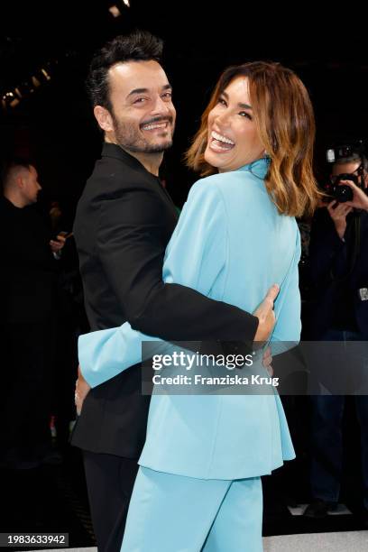 Jana Ina Zarrella and Giovanni Zarrella attend the Marc Cain Fashion Show at Arena Berlin on February 6, 2024 in Berlin, Germany.