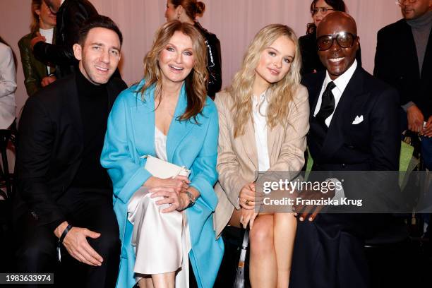 Marcel Remus, Frauke Ludowig, Nele Ludowig and Bruce Darnell attend the Marc Cain Fashion Show at Arena Berlin on February 6, 2024 in Berlin, Germany.