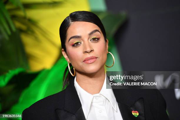 Canadian television host Lilly Singh arrives for the premiere of "Bob Marley: One Love" at the Regency Village Theater in Los Angeles, California on...