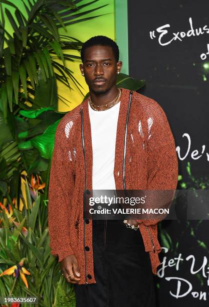 British actor Damson Idris arrives for the premiere of "Bob Marley: One Love" at the Regency Village Theater in Los Angeles, California on February...