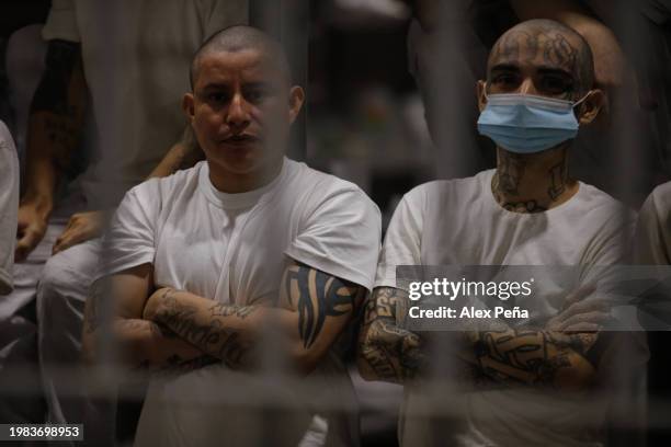 Inmates are seen in cells at CECOT in Tecoluca on February 6, 2024 in San Vicente, El Salvador. On February of 2023 El Salvador inaugurated Latin...