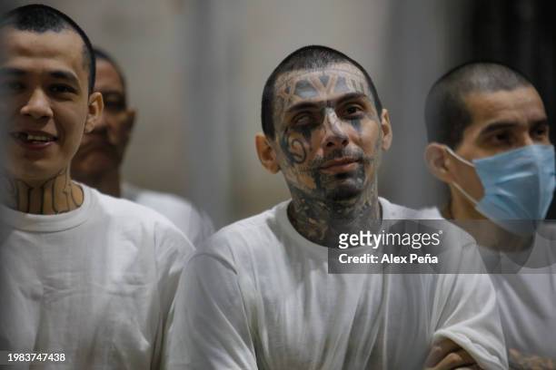 Inmates are seen in cells at CECOT in Tecoluca on February 6, 2024 in San Vicente, El Salvador. On February of 2023 El Salvador inaugurated Latin...