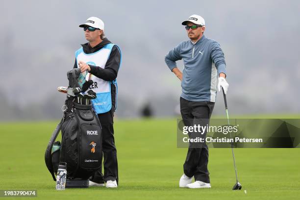 Rickie Fowler of the United States looks on from the 15th hole during the AT&T Pebble Beach Pro-Am at Pebble Beach Golf Links on February 03, 2024 in...