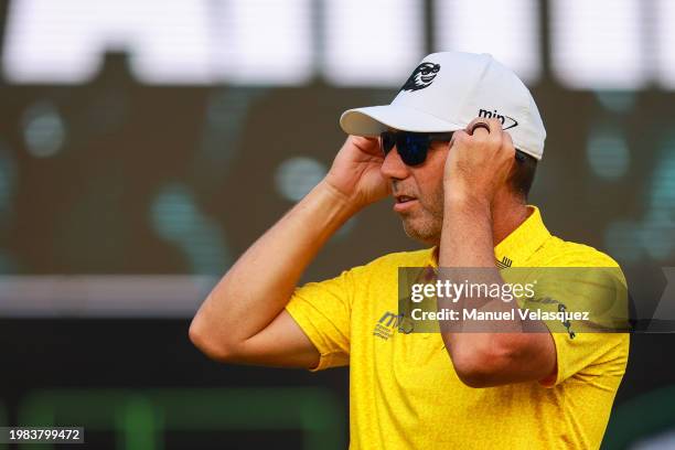 Captain Sergio Garcia of Fireballs GC gestures during day two of the LIV Golf Invitational - Mayakoba at El Camaleon at Mayakoba on February 03, 2024...