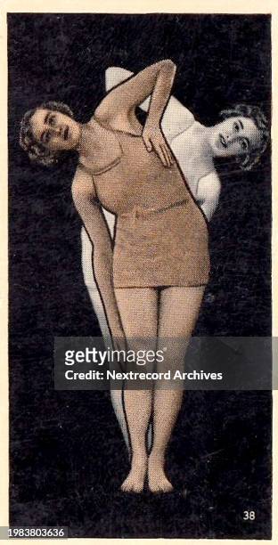 Collectible illustrated tobacco or cigarette card, 'National Fitness' series, published in 1938 by Ardath Tobacco Company, depicting a female athlete...