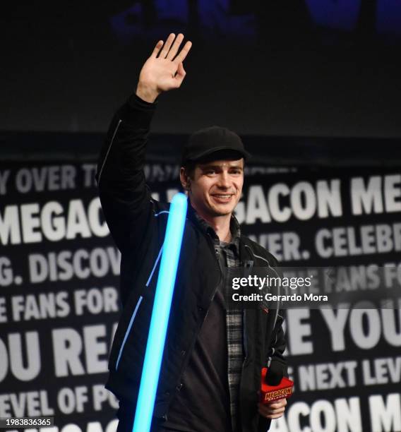 Actor Hayden Christensen during a Q&A session at MegaCon Orlando 2024 at Orange County Convention Center on February 03, 2024 in Orlando, Florida.