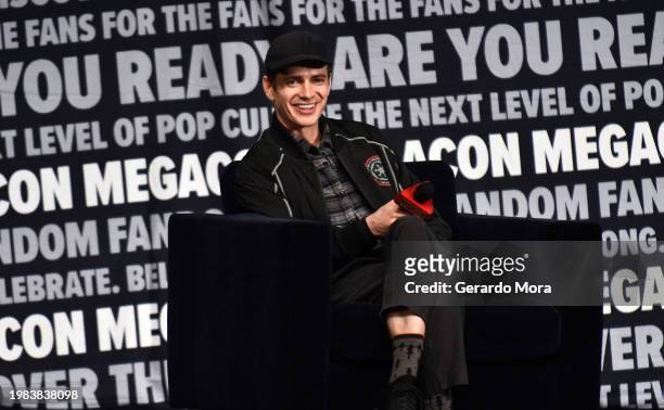 Actor Hayden Christensen speaks during a Q&A session at MegaCon Orlando 2024 at Orange County Convention Center on February 03, 2024 in Orlando,...