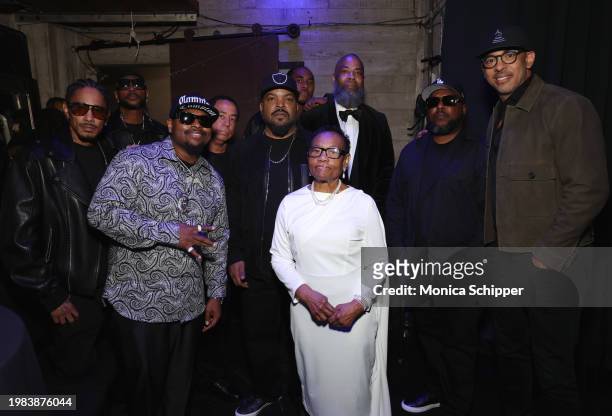 Layzie Bone, Krayzie Bone, Lil Eazy-E, DJ Yella, Ice Cube, Flesh-n-Bone, Kathie Wright, The D.O.C., MC Ren and CEO of the Recording Academy and...