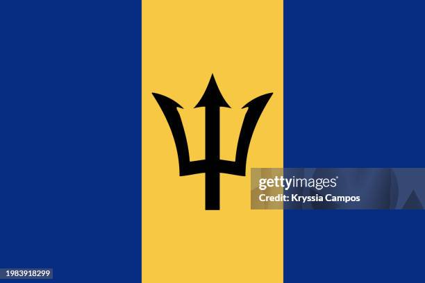 flag of barbados - fourche photos et images de collection