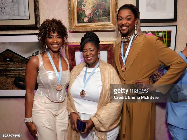 Adrianna Hicks, Natasha Yvette Williams, and J. Harrison Ghee attend the Special Merit Awards Ceremony & 66th Annual GRAMMY Nominees Reception during...