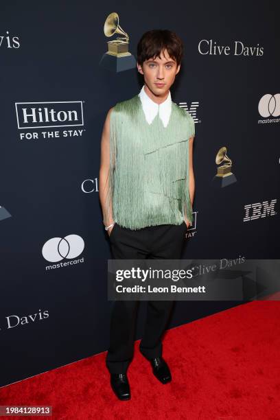 Troye Sivan attends the Pre-GRAMMY Gala & GRAMMY Salute to Industry Icons Honoring Jon Platt at The Beverly Hilton on February 03, 2024 in Los...