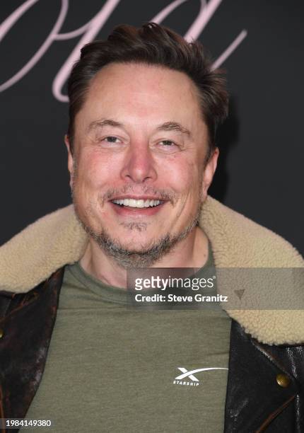 Elon Musk arrives at the Premiere Of "Lola" at Regency Bruin Theatre on February 03, 2024 in Los Angeles, California.