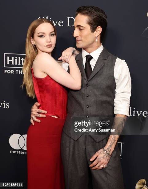 Dove Cameron and Damiano David attend the 66th GRAMMY Awards Pre-GRAMMY Gala & GRAMMY Salute to Industry Icons Honoring Jon Platt at The Beverly...