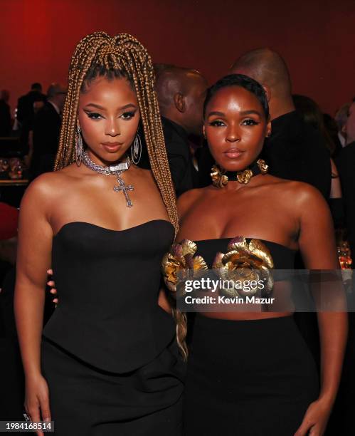 Chloe Bailey and Janelle Monáe attend the Pre-GRAMMY Gala & GRAMMY Salute to Industry Icons Honoring Jon Platt at The Beverly Hilton on February 03,...