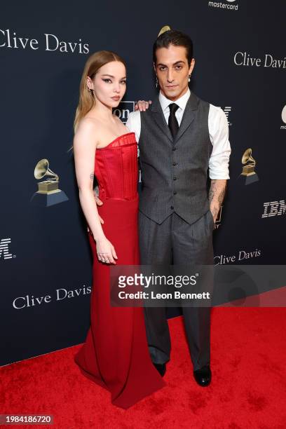 Dove Cameron and Damiano David attend the Pre-GRAMMY Gala & GRAMMY Salute to Industry Icons Honoring Jon Platt at The Beverly Hilton on February 03,...