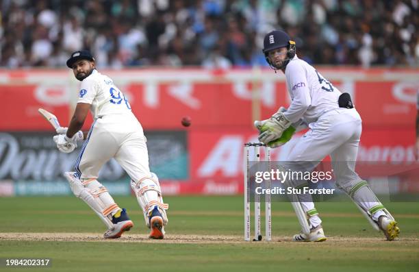 India batsman Shreyas Iyer picks up runs watched by Ben Foakes during day three of the 2nd Test Match between India and England at ACA-VDCA Stadium...