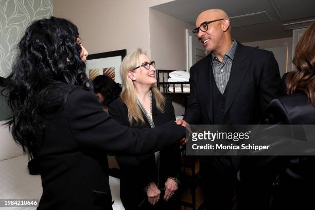 Cher, Meryl Streep, and CEO of the Recording Academy Harvey Mason jr. Attend the Pre-GRAMMY Gala & GRAMMY Salute to Industry Icons Honoring Jon Platt...