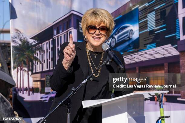 Mayor Carolyn Goodman speaks about the AC/Element Symphony Park Hotel during its groundbreaking event hosted by JacksonShaw on Thursday, Jan. 25 in...