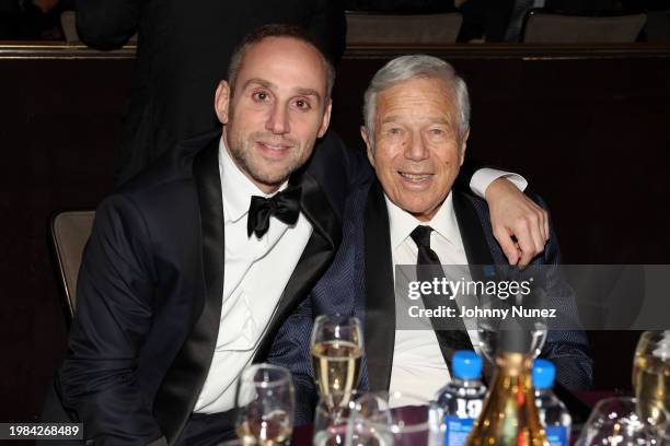 Michael Rubin and Robert Kraft attend the Pre-GRAMMY Gala & GRAMMY Salute to Industry Icons Honoring Jon Platt at The Beverly Hilton on February 03,...