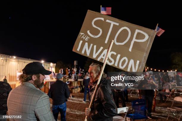 People attend the "Take Our Border Back" convoy rally on February 3, 2024 in Yuma, Arizona.