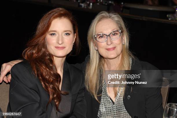 Grace Gummer and Meryl Streep attend the Pre-GRAMMY Gala & GRAMMY Salute to Industry Icons Honoring Jon Platt at The Beverly Hilton on February 03,...