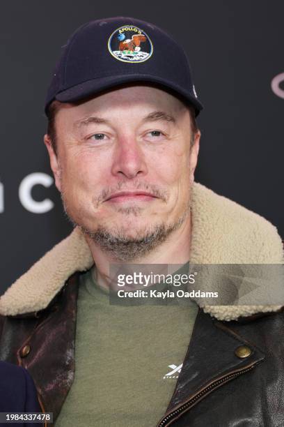 Elon Musk attends the premiere of "Lola" at Regency Bruin Theatre on February 03, 2024 in Los Angeles, California.