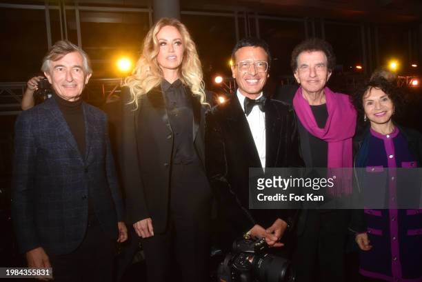 Former Minister Philippe Douste-Blazy, Adriana Karembeu, Omar Harfouch, IMA director Jack Lang and Monique Lang attend Omar Harfouch Concert at...