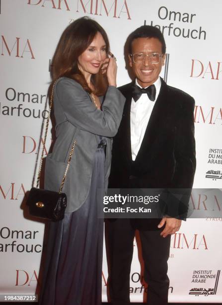 Elsa Zylberstein and Omar Harfouch attend Omar Harfouch Concert at Institut du Monde Arabe on February 3rd, 2024 in Paris, France.