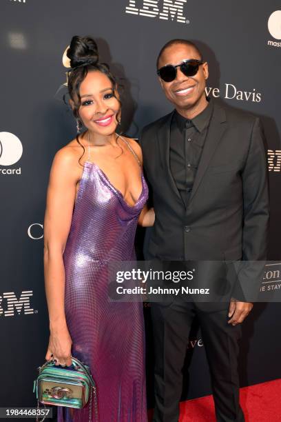 Janell Snowden and Doug E. Fresh attend the Pre-GRAMMY Gala & GRAMMY Salute to Industry Icons Honoring Jon Platt at The Beverly Hilton on February...