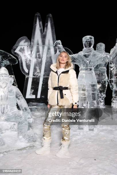 Elsa Hosk attends the Moncler Grenoble Fall Winter 2024 Fashion Show on February 03, 2024 in St Moritz, Switzerland.