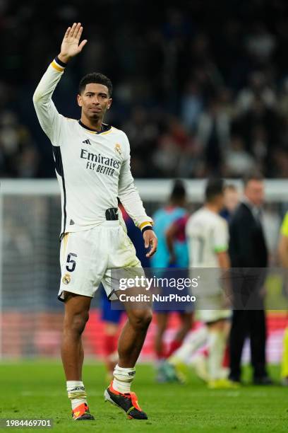 Jude Bellingham central midfield of Real Madrid and England after the LaLiga EA Sports match between Real Madrid CF and Atletico Madrid at Estadio...