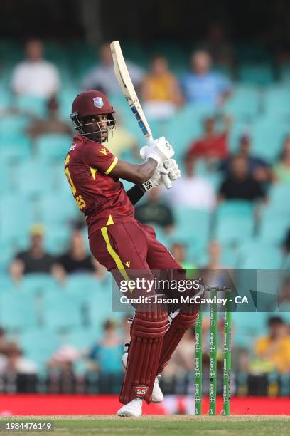 Justin Greaves of the West Indies bats during game two of the Men's One Day International series between Australia and West Indies at Sydney Cricket...