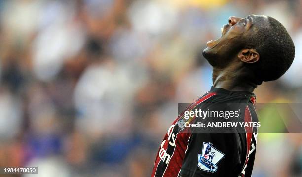 Manchester City's English forward Shaun Wright-Phillips reacts during an English Premier league football match against Wigan Athletic at the JJB...